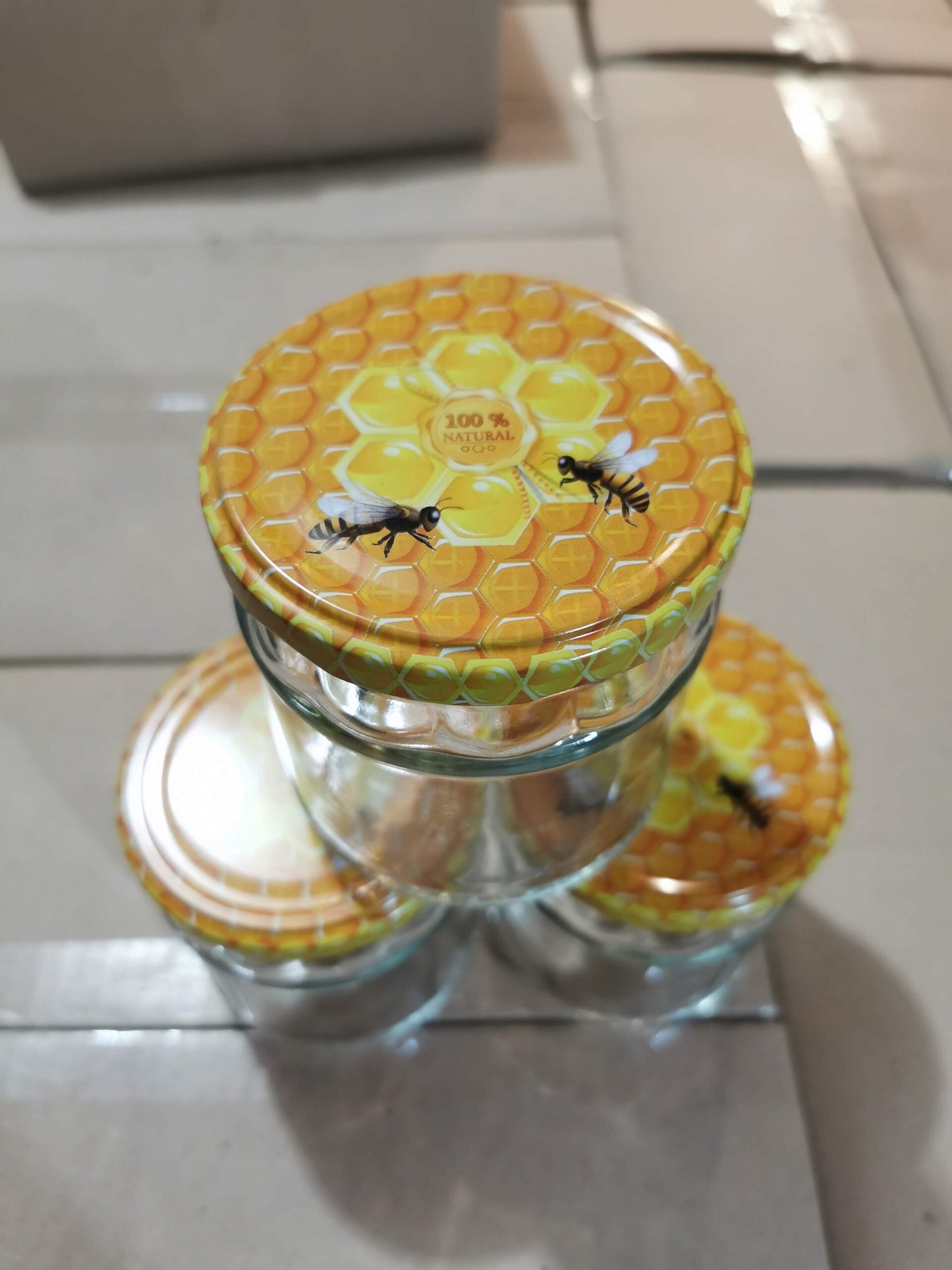 Glass Jar With Decorative Bee Lid